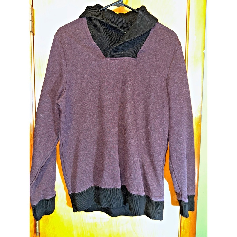 H&M Mens Shawl Collar Sweatshirt Sweater Burgundy Black Size M